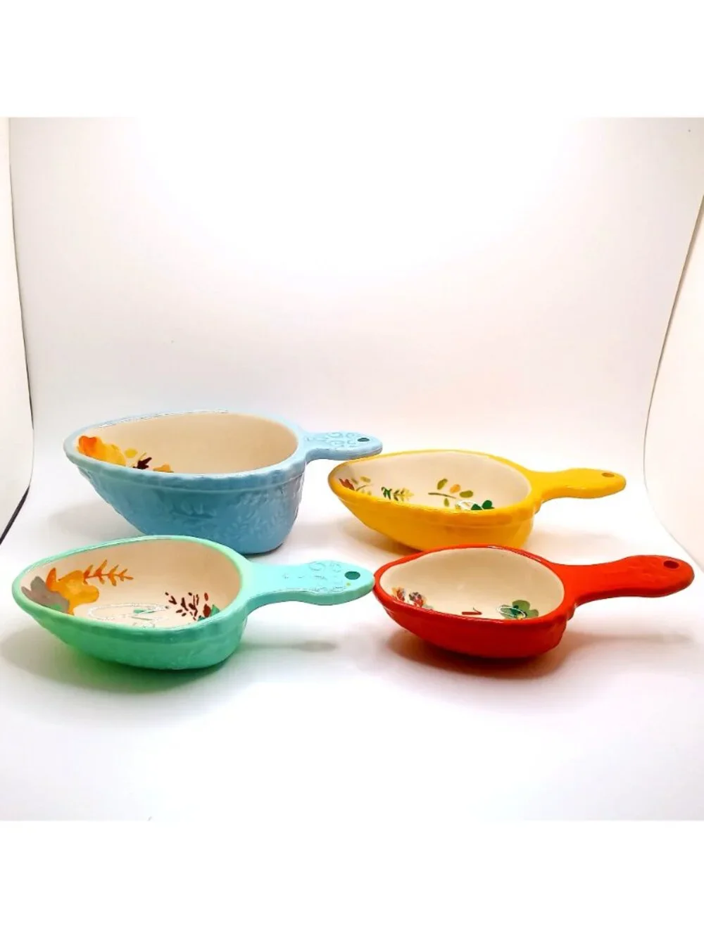 Pioneer Woman Willow Stoneware Measuring Spoon Scoop Set 4 Floral Kitchen Decor